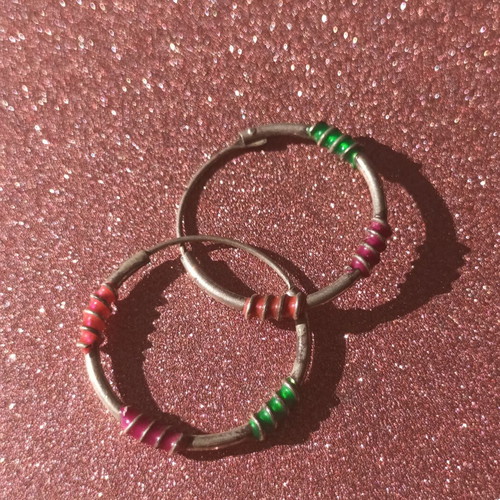 Silver 925 earrings like new, multicolored