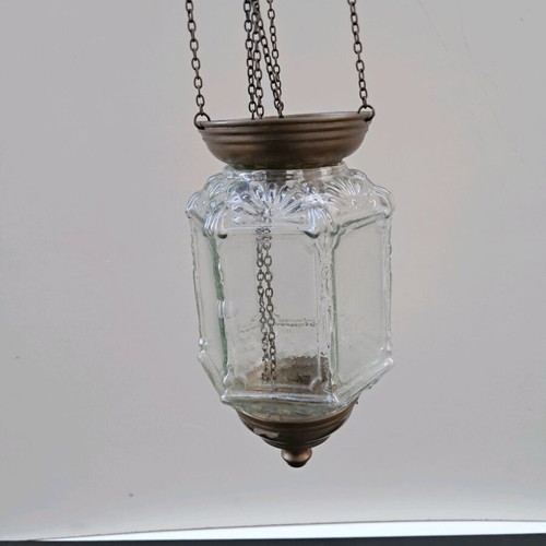 Glass Hanging Lamp Like New