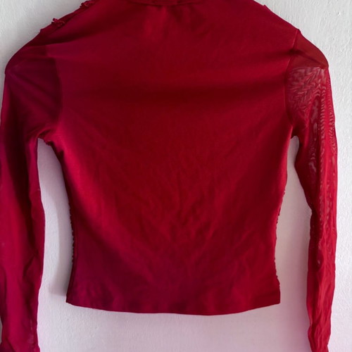 If blouse red used with transparent sleeves, size M