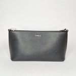 Furla Venere Classic crossbody bag new, black leather with gold chain