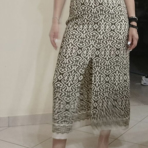 Midi dress like new with unique back design by Kokosh Boutique, beige and olive