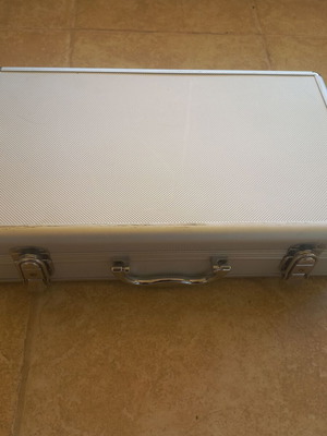 Aluminum Coin Case like new, silver, with four inner compartments