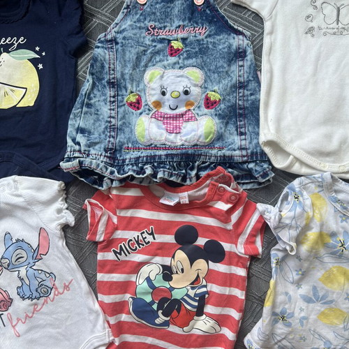 Baby Clothes set size 62 like new, denim dress and cotton bodysuits
