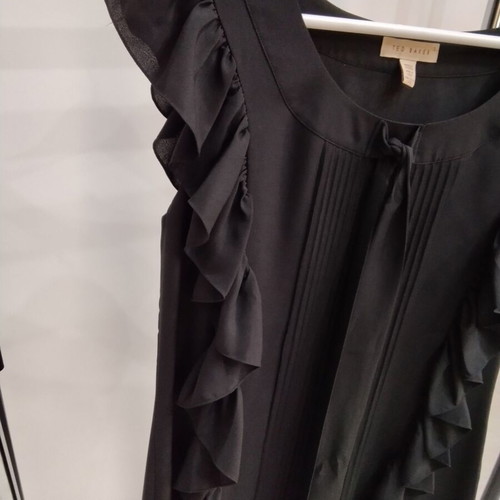 Ted Baker black dress size L like new with ruffles and bow