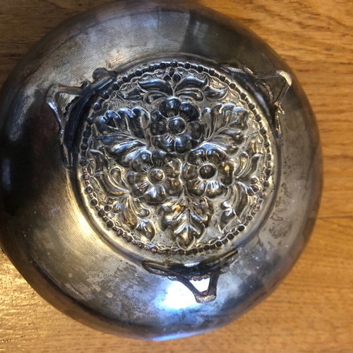Silver-plated vintage bowl used, antique era