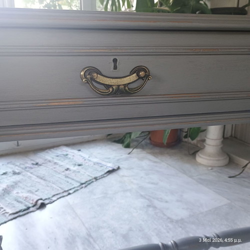 Desk used solid wood painted gray with chalk paint