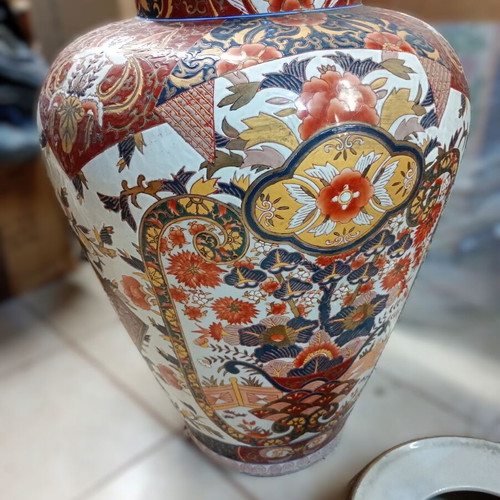 Chinese Imari Style Porcelain Floor Vase vintage, like new, 3 pieces, 92cm