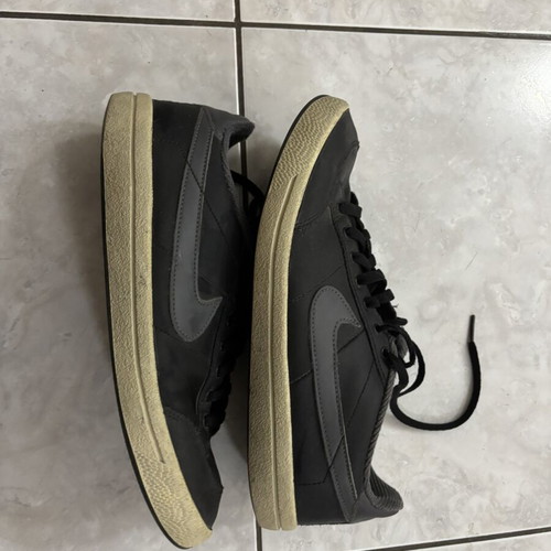Nike Court Royale sneakers used, black with grey Swoosh and neon insole