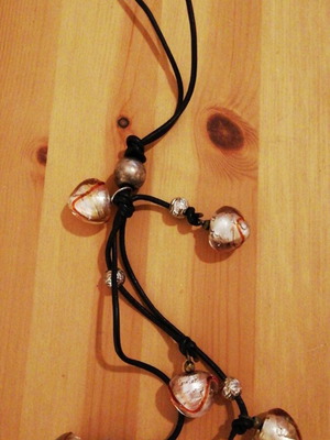 Boho Artisan Necklace with Glass Beads used, black and white