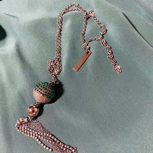 Pennyblack necklace like new with green stones and silver chain