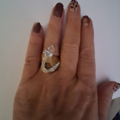 Vintage Atelier Statement Ring No54 Like New, Two-Tone with White Stones