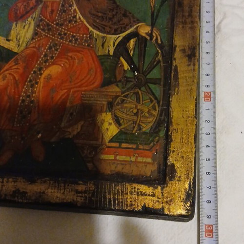 Wooden hand-painted icon of Saint Aikaterini used