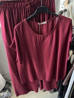 Women's set burgundy beige one size up to L like new
