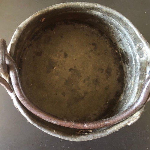 Small antique cauldron used from copper, bronze and iron 1900