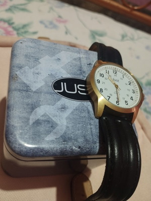 Just Watch unisex waterproof steel watch with leather strap