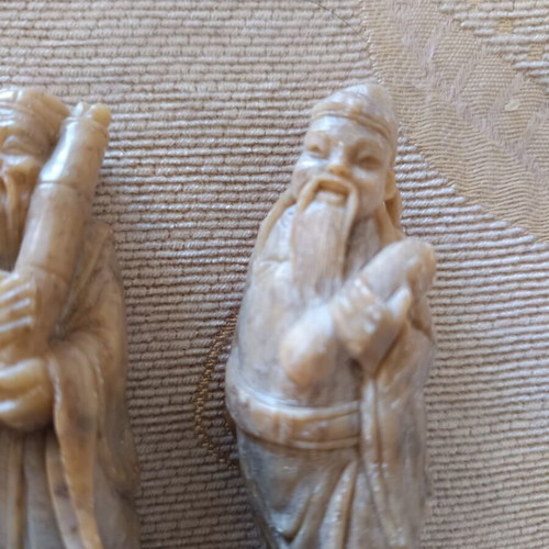 Feng Shui Three Wise Men soapstone figurines like new