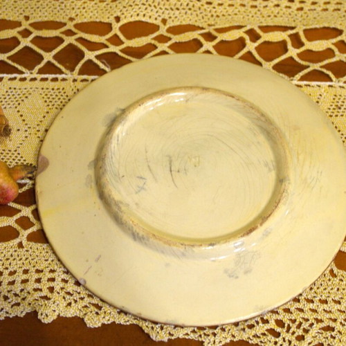 Decorative majolica plate used, Chinoiserie style, France circa 1900