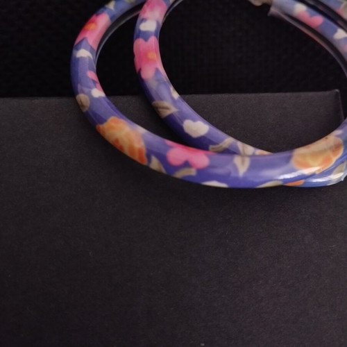 Floral purple large hoop earrings used