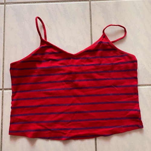 Τιραντέ ριγέ crop top Primark κόκκινη μωβ αφόρετο