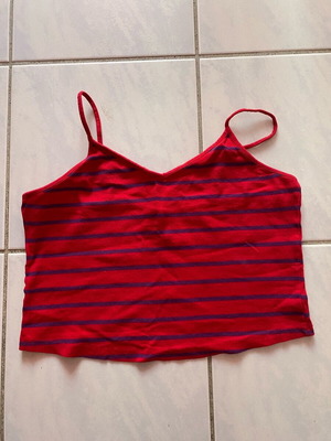 Τιραντέ ριγέ crop top Primark κόκκινη μωβ αφόρετο