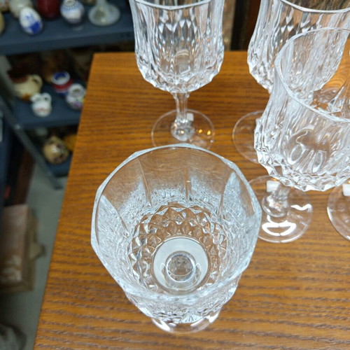 Glass wine glasses stemmed rhombus set of 6 new