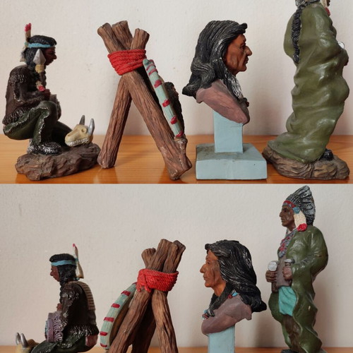 Vintage Native American miniature figures used, set of 7