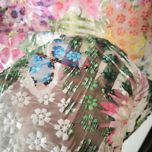 Derhy mini dress with embroidery, white and multicolor