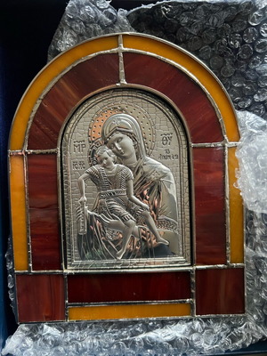 Silver 925 Religious Icon of Virgin Mary with Jesus new