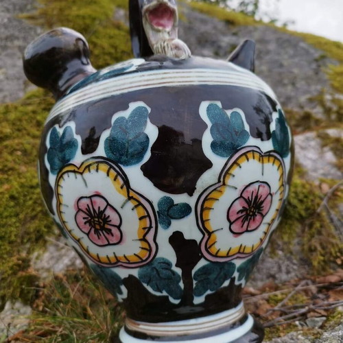 Handmade ceramic container for olive oil, wine used