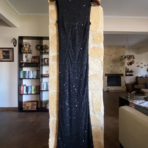 Prestige long black dress with sequins and open back new