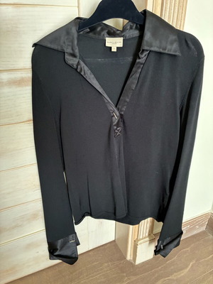 Karen Millen satin blouse like new, black with silver cufflinks