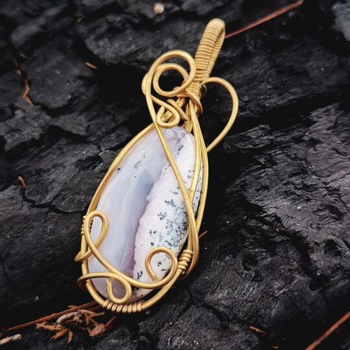 Pendant with agate handmade, new