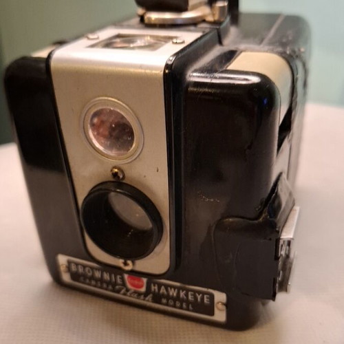 Handmade lamp from vintage Kodak Brownie Hawkeye camera