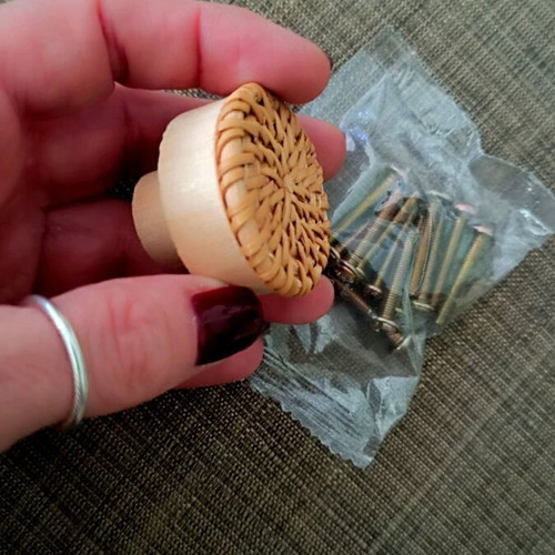 Wardrobe knobs new with handmade natural rattan pattern