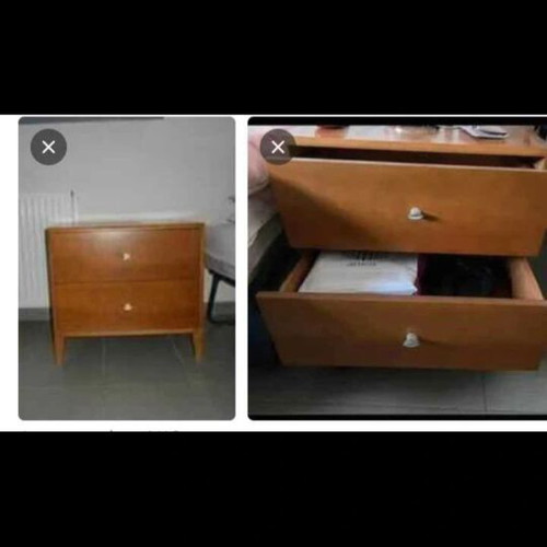 Solid wood nightstand with two large drawers