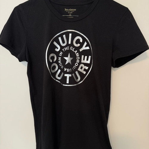 Juicy Couture Women's T-shirt like new, black and silver, size S