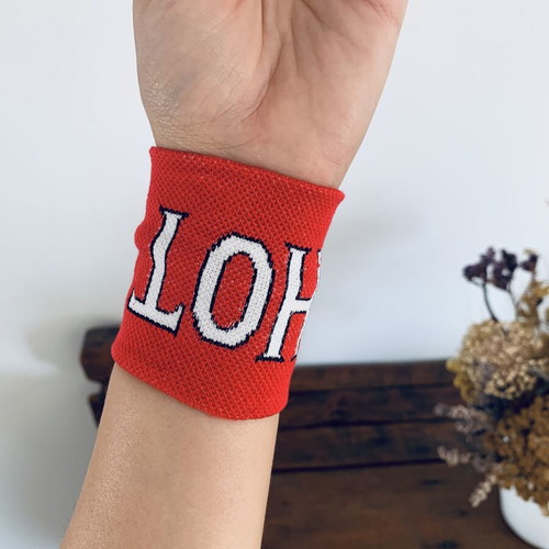 Cotton wrist accessory new, white and red
