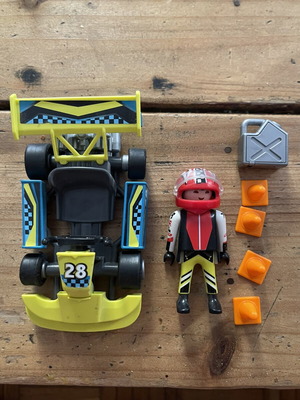 Playmobil go kart with driver and accessories used