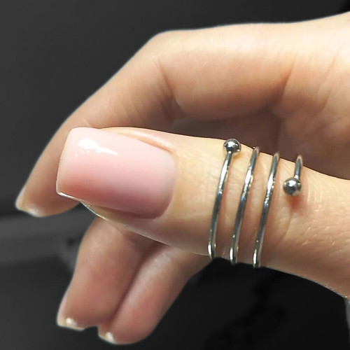 Spiral ring stainless steel silver new