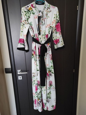 Dress Italian tailoring with detachable fabric belt, size L