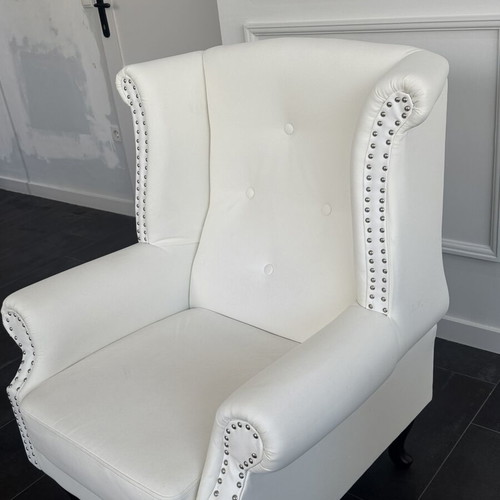 Leather three-seater sofa and armchair set