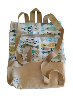 Handmade self-made backpack with fish design, new