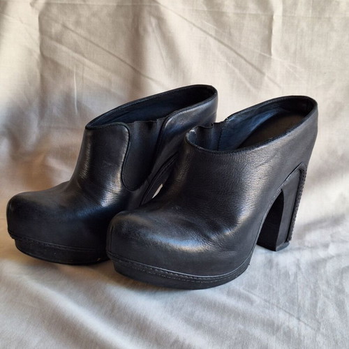 AllSaints Spitalfields Black Leather Platform Mules Size 39