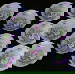 Σετ φαγητού : 6 πιάτα και 2 πιατέλες Geo Z. Lefton "Heritage green" Japan 1987