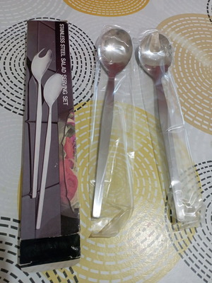 Minerva stainless steel salad serving set new