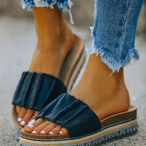 Chic Boho Platform slippers, black, size 38
