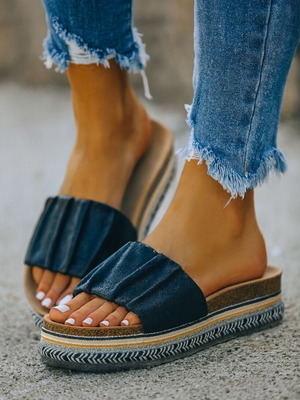 Chic Boho Platform slippers, black, size 38