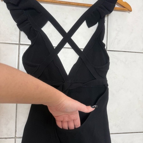 Bershka dress new, midi black bodycon with open back and V neck