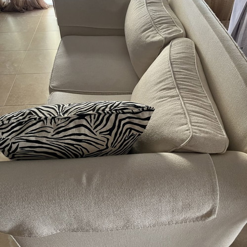 Living room sofa set used, beige three-seater and two-seater