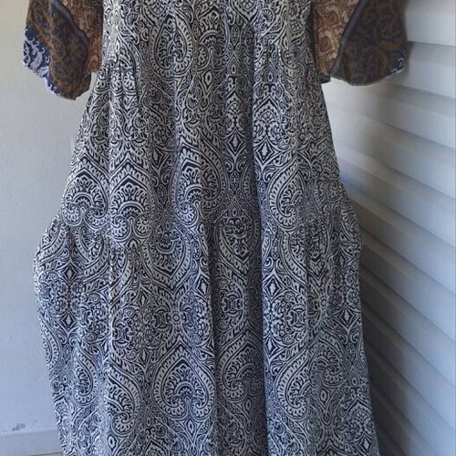 Maxi dress with paisley pattern and boho style, new, Achilleas Accessories